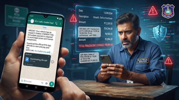 Fake RTA Challan APK Cyber Fraud: Bhadrachalam Electrician Loses ₹55,894 in WhatsApp Scam